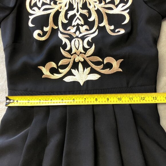 NWOT Ted Baker Shamari Metallic Embroidered Gold Filigree Bodice Flare Dress - Picture 12 of 16